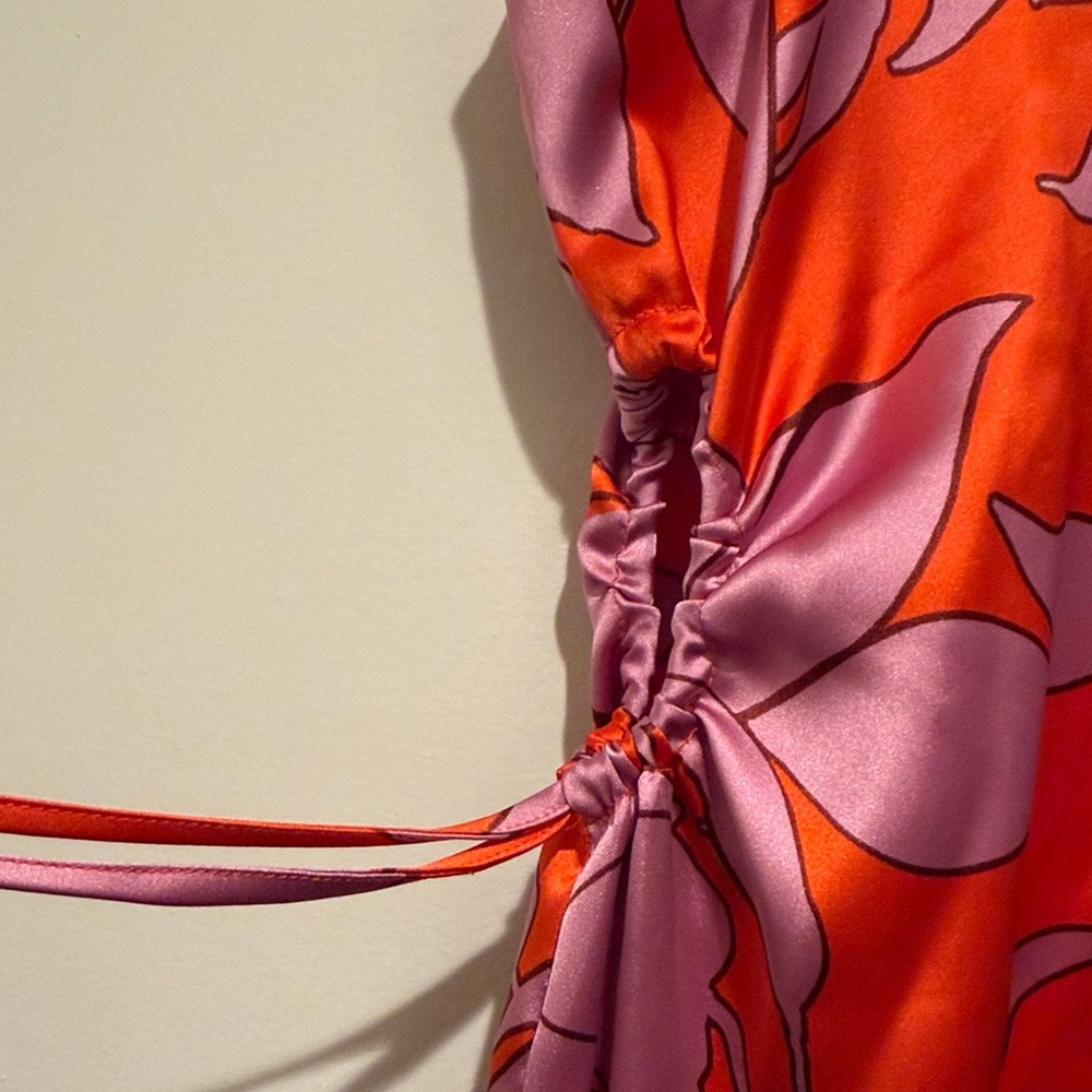 Christian Lacroix Orange and Pink Floral Midi Slip Dress - Picture 3 of 5